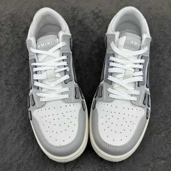 Amiri White And Grey Colorblock Low-Top Leather Sneakers